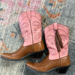 Ariat Pink and Brown Heeled Boots